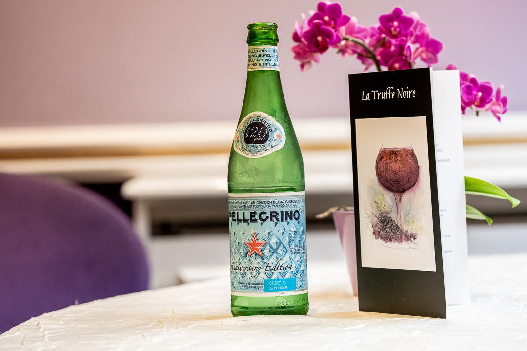 La Truffe Noire by Hungry for More. S.Pellegrino bottle on the table.