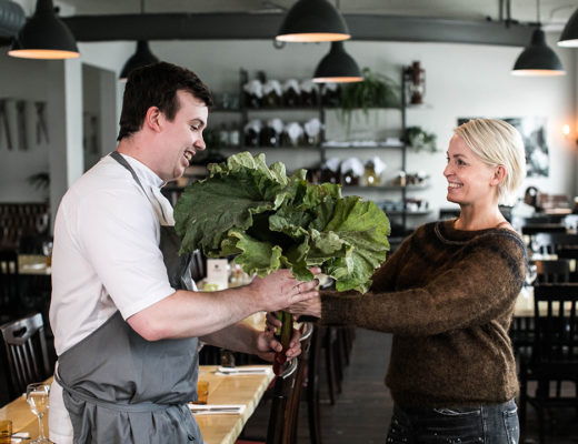 Dagny Ros and her chef at her pop-up restaurant.
