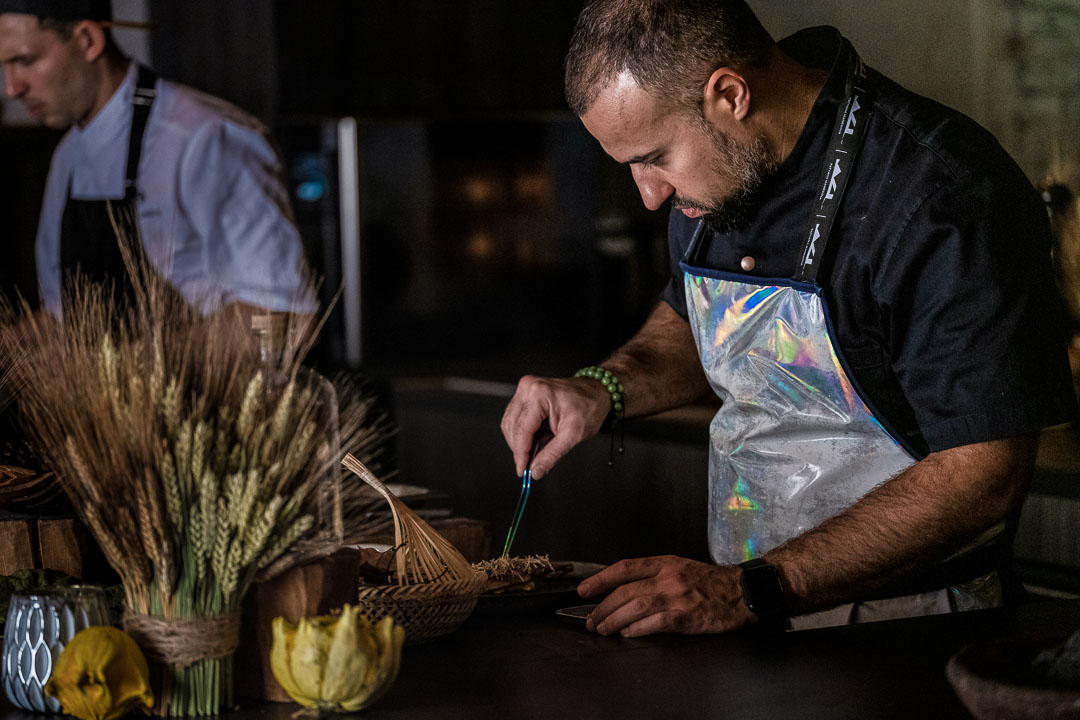 The White Rabbit by Hungry for More. Chef Vladimir Mukhin preparing the quail dish.