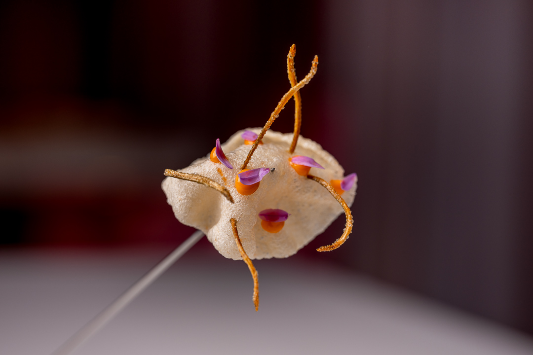 DiverXO by Hungry for More. Detail of red mullet suquet by chef David Munoz.